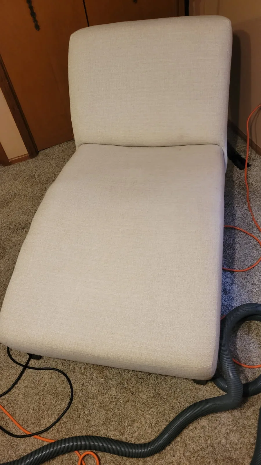upholstered chaise after cleaning by Butler Total Cleaning